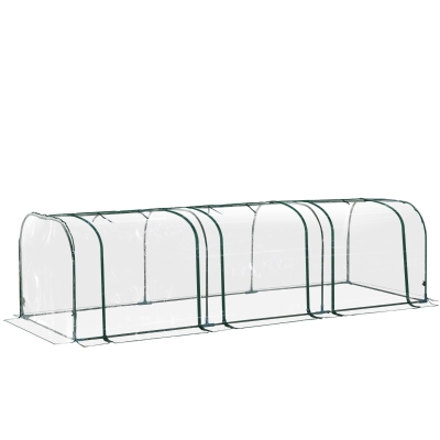 Outsunny Invernadero Caseta Invernadero Caseta para Jardín Terraza Cultivo de Planta Semilla 2 Medidas Túnel Marco Acero y PVC 300x100x80cm