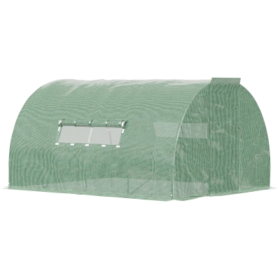Outsunny 4x3x2m Walk-in Tunnel Greenhouse Hot House Steel Frame PE Cover Green