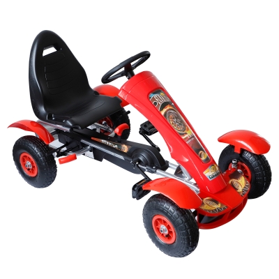 HomCom® Coche de Pedales Go Kart Racing Deportivo con Asiento Ajustable Embrague y Freno para Niños mayores de 3 Años Carga 50kg 80x49x50cm Acero