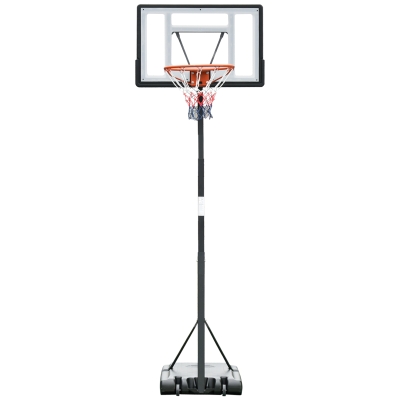 HOMCOM Canasta de Baloncesto con Soporte Móvil con Ruedas Aro de Basket Ajustable en Altura con Base Rellenable para Niños y Adultos 86x153x250-350 cm Negro