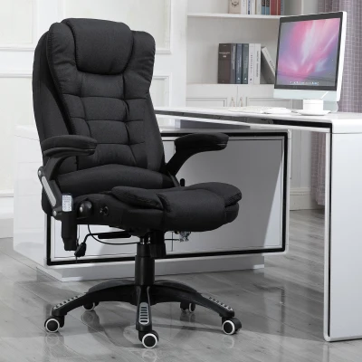 Vinsetto® kantoorstoel massagestoel draaistoel in hoogte verstelbaar 130° hoek linnen zwart 67 x 85 x 116 cm