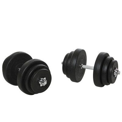 HOMCOM Juego de Mancuernas Pesas de Fitness 40KG Ajustable Profesionales Gimnasio Doméstico y Musculación con Barra Acero y Discos