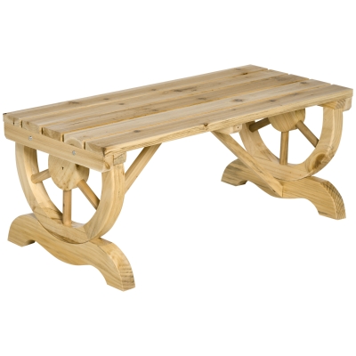 Outsunny Gartenbank für 2 Personen, Massivholz, Naturfarbe, 98 x 50 x 39,5 cm