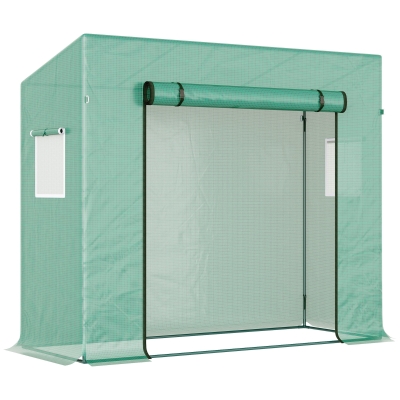 Outsunny Invernadero de Jardín Exterior 200x73x168 cm/150 cm Tubo de Acero 1 Puerta 2 Ventanas Tomates Semillero
