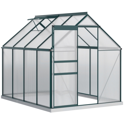 Outsunny Serra da Giardino in Policarbonato, Metallo e Alluminio, Anti-UV e Antivento, 190x253x199cm, Verde
