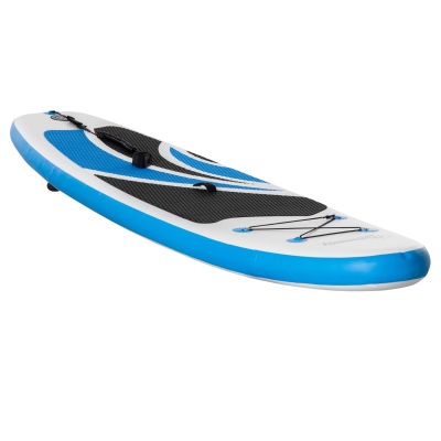 Outsunny Tabla de Paddle Surf Hinchable 300x76x15 cm Plegable con Remo Ajustable Desmontable Cubierta Antideslizante Bolsa de Transporte y Kit de Reparación Blanco y Azul