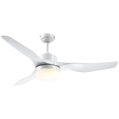 HOMCOM Ventilador de Techo 20,5W Diámetro 132 cm con Mando a Distancia Luz LED Ajustable de 3 Niveles 3 Aspas Reversibles 6 Velocidades y Temporizador para Dormitorio Salón Blanco