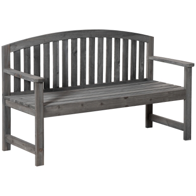 Outsunny Banco de Jardín de 3 Plazas Banco Listones de Madera con Respaldo y Reposabrazos para Terraza Balcón Patio Exterior Carga 320 kg 140x50x85 cm Gris