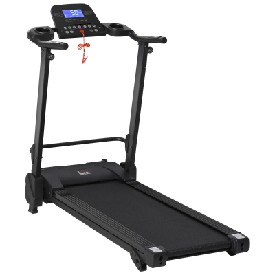 HOMCOM Cinta de Correr Andar Eléctrica Plegable con 5 Programas Pantalla LCD Velocidad hasta 14 km/h Inclinación Manual y Ruedas de Transporte Carga 110 kg 164x70x125 cm Negro