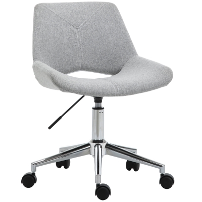 Chaise de bureau design contemporain piètement chromé lin gris clair