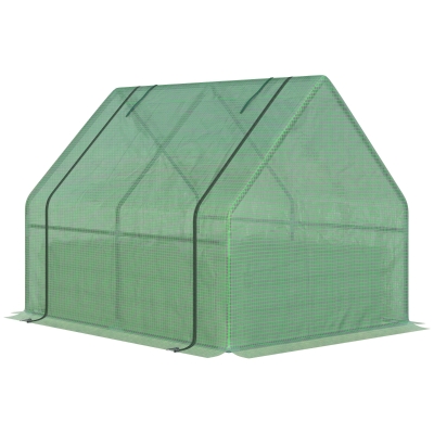 Outsunny Letto per Orto con Serra da Giardino, Acciaio con Copertura PE, Finestra Avvolgibile, 127x95x92cm