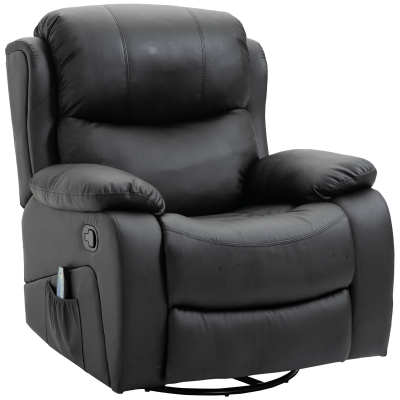 HOMCOM Poltrona Relax Massaggiante Riscaldante Reclinabile Ecopelle 92*104*97cm Nero