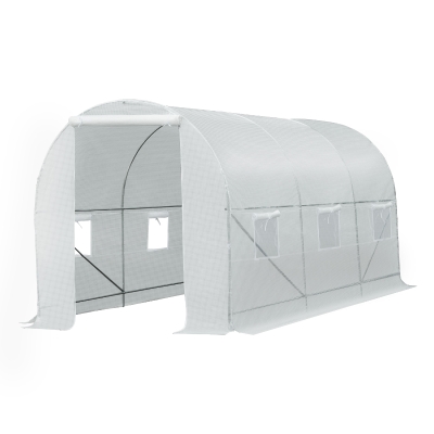 Outsunny Serre de Jardin avec 6 Fenêtres Blanc 304 x 83 x 28 cm