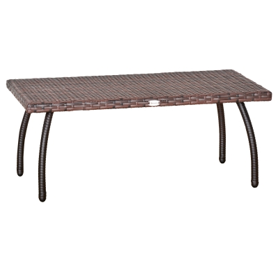 Outsunny Tavolino in Rattan Sintetico da Esterno, Giardino, Terrazzo Impermeabile Marrone 90x50x35cm