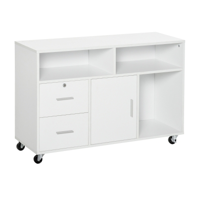HOMCOM Mobile Porta Stampante con Cassetti Mobiletto Multiuso Bianco
