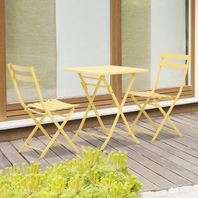 Outsunny Set tavolo e sedie 60cm x 60cm x 71cm Giallo