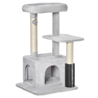 Arbre à chat griffoir massant niche plateformes jeu boule gris