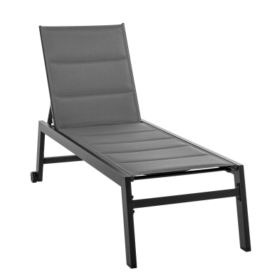 Outsunny Sdraio da Giardino Reclinabile su 5 Livelli Rivestimento Imbottito, Alluminio e texteline, Grigio