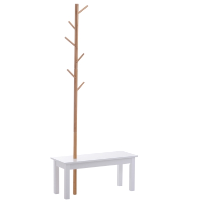 Homcom Banc Porte-Manteaux Design Cosy en MDF Bambou 80 x 30 x 180 cm