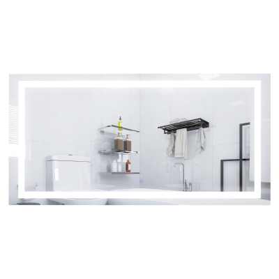 kleankin Specchio Bagno con Luce LED, Sistema Antiannebbiamento e Interruttore Touch, Vetro e Alluminio, 120x60x4cm
