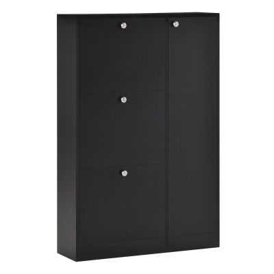 Homcom scarpiera salvaspazio mobile da ingresso porta scarpe moderna in Legno Nero 8 Scomparti 80x24x120cm