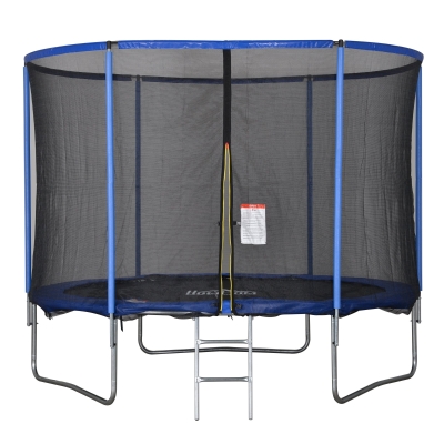 HOMCOM Tappeto Elastico per Bambini e Adulti con Rete e Bordo Imbottito Φ305x248cm - Blu/Nero