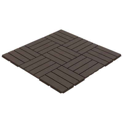 Outsunny Set 9 Mattonelle a Incastro per Terrazzo, 30x30x2cm, 0.81 mq, Marrone