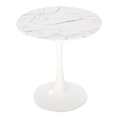 HOMCOM Tavolo da Pranzo Rotondo Multiuso Effetto Marmo Φ70cm Bianco