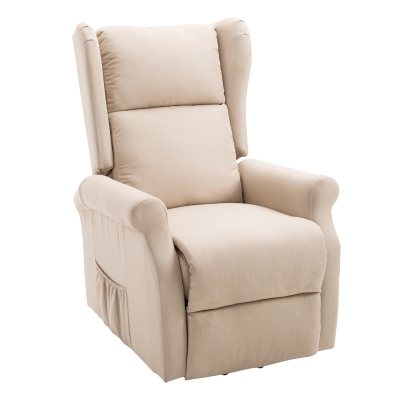 Homcom Poltrona Alzapersona Relax Elettrica e Reclinabile con Telecomando Bianco Crema