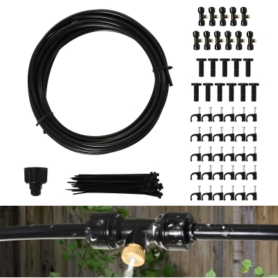 Outsunny Kit Nebulizzatore Giardino con 11 Ugelli in Ottone e Tubo 6 Tetri in PP Nero