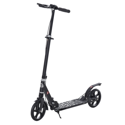 HOMCOM Monopattino Pieghevole in Alluminio con Freno a Disco, Manubrio Regolabile e Ammortizzatore, 100x39x80-103.5cm, Nero