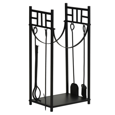 Serviteur de cheminée multi-accessoires métal noir