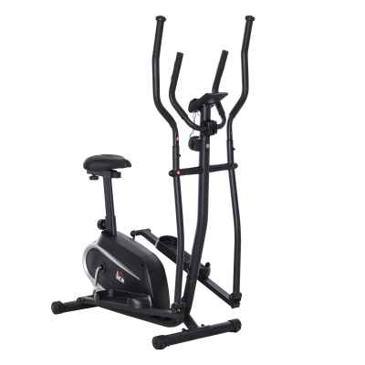 HOMCOM Cyclette Bici Ellittica Magnetica con Schermo LCD, 8 Livelli di Resistenza e Sedile Regolabile, 103x62x151cm Nero