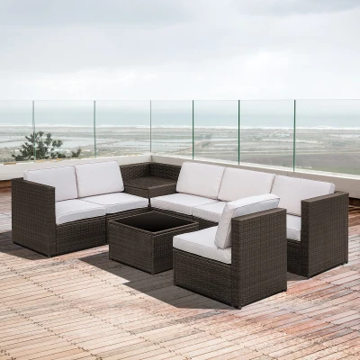 Set da Giardino 8 Pezzi 4 Poltrone 2 Poltrone Angolari 2 Tavolini