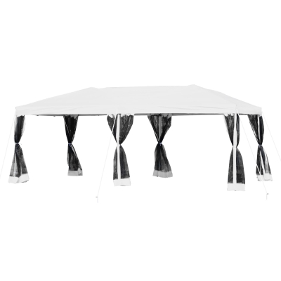 Outsunny Gazebo Pieghevole con Zanzariera, Bianco, 3x6m