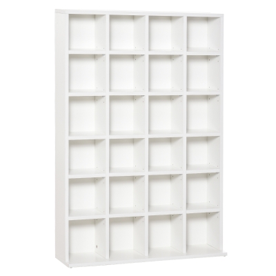Homcom Mobile Libreria in Legno 24 Scomparti, Bianco, 130.5x89x20cm