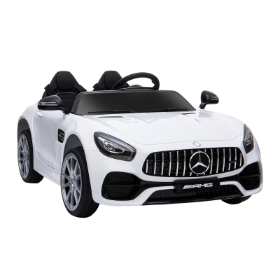 Homcom Macchina Elettrica per Bambini con Licenza Ufficiale Mercedes-Benz Luci e Fanali Funzionanti Lettore di Musica MP3