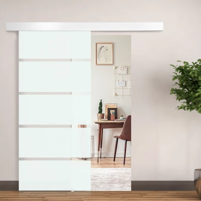 HOMCOM Porta Scorrevole 90cm x 0.8cm x 205cm Trasparente