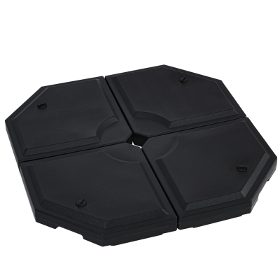 Outsunny Basamento per Ombrellone da Giardino con Base a Croce, Set 4 Mattonelle HDPE Impermeabile da Riempire 96x96x9cm