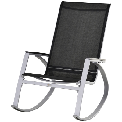 Outsunny Sedia a Dondolo da Giardino, Impermeabile e Antiruggine, Nera