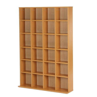 Homcom Mobile Libreria Porta CD a Muro 24 Scompartimenti Regolabile in Altezza 130.5 × 89 × 20cm Legno Naturale