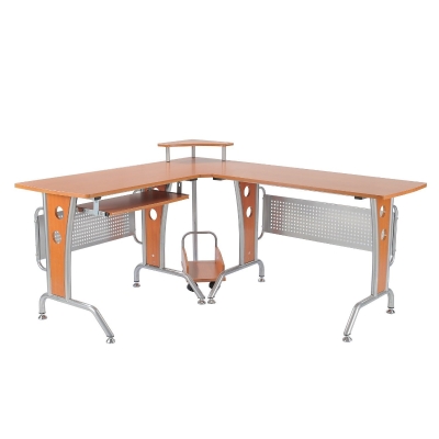 HomCom Scrivania ad Angolo per Computer Scrivania da Ufficio PC in Legno Marrone