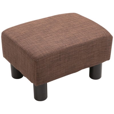 Homcom Pouf Poggiapiedi Imbottito in Legno Massello Marrone 40 x 30 x 24cm
