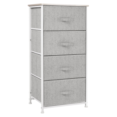 Homcom Mobile Contenitore con 4 Cassetti in Lino Pannello Telaio in Acciaio Verniciato a Polvere Ripiano Superiore in MDF Grigio Max:25 kg 45x30x92cm