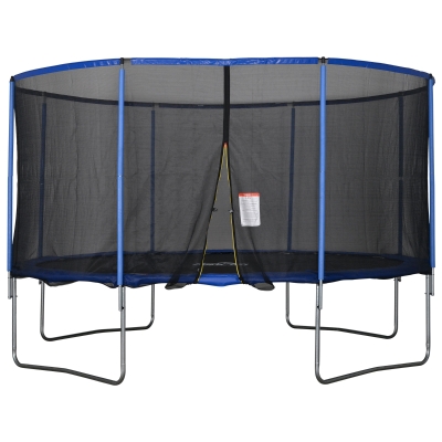 HOMCOM Tappeto Elastico per Bambini e Adulti con Rete e Bordo Imbottito Φ426x269cm - Blu/Nero