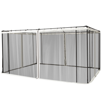 Outsunny Zanzariera per Gazebo Tende di Ricambio Universale con Cerniere, 352x207cm - Nero/Beige