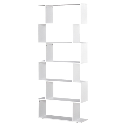 HomCom Libreria di Design Mobili Ufficio Scaffale in Legno 80x24x191cm Bianco Opaco