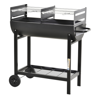 Outsunny Barbecue in Acciaio con 2 Griglie Indipendenti Nero 90cm x 45cm x 96cm