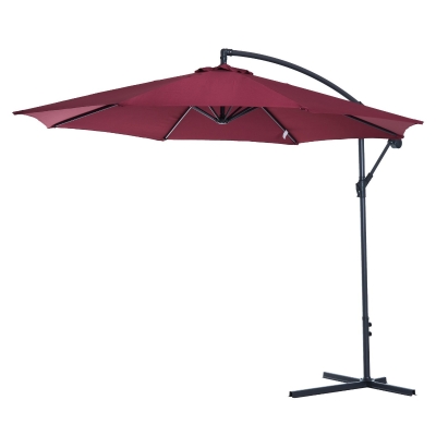 Outsunny Ombrellone Parasole Decentrato in Metallo, Bordeaux, Φ3x2.6m