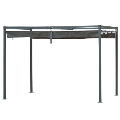 Pergola rétractable polyester haute densité métal époxy gris